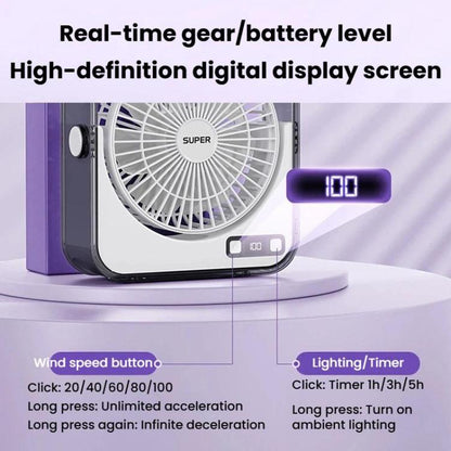 F2 Desktop Quiet Fan With 100-Speed Stepless Speed Control Smart Digital Display Fan With Light
