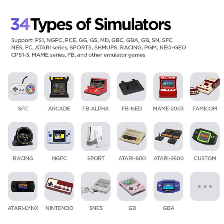 H5 5 Inch IPS HD Handheld Game Console With RGB Ambient Light Retro Mini Arcade, Portable Game Machine, Black Body Grey Key 64G, White Body Purple Key 64G, Black Body Purple Key 64G, White Body White Key 64G, Black Body Grey Key 128G                   ...