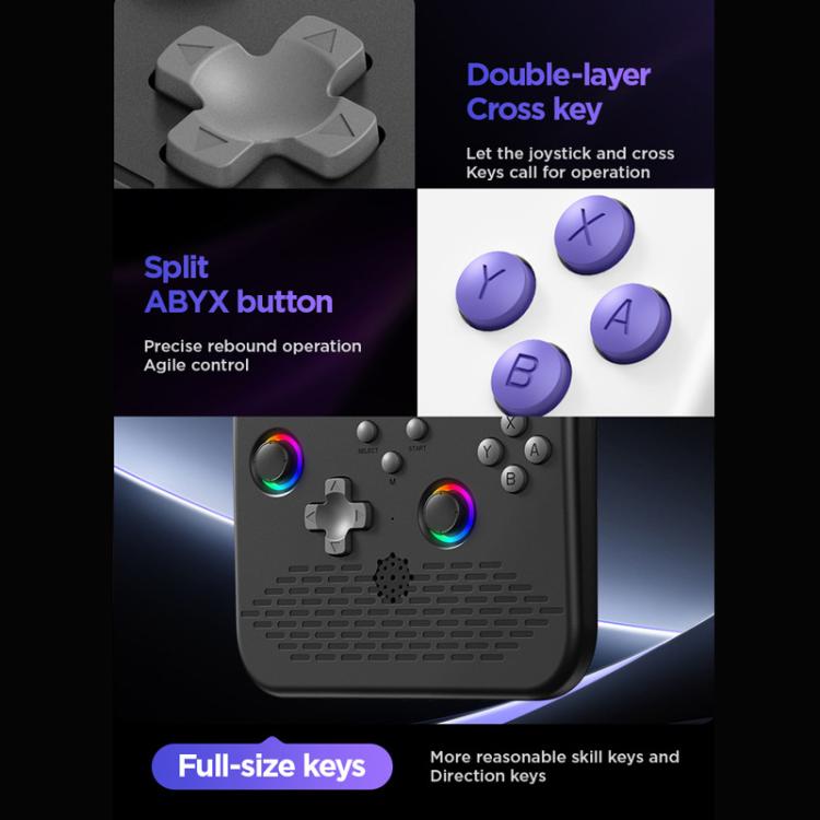 H5 5 Inch IPS HD Handheld Game Console With RGB Ambient Light Retro Mini Arcade, Portable Game Machine, Black Body Grey Key 64G, White Body Purple Key 64G, Black Body Purple Key 64G, White Body White Key 64G, Black Body Grey Key 128G                   ...