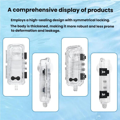 For Insta360 X5 Invisible Dive Case 45M/147ft Waterproof Underwater Housing Shell With Seamless 360 Degree Stitching, PC Lens