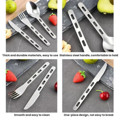 Outdoor Camping Cutlery Set Stainless Steel Knife Fork Spoon, LsCook 3-Piece Set