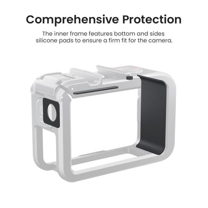aMagisn PC Material Camera Cage for DJI Action 5 Pro / 4 / 3 with Quick Release Vertical/Horizontal Shoot Support, Cold Shoe Mount & 1/4-inch Thread, Action 5 Pro /4/3 PC Cage