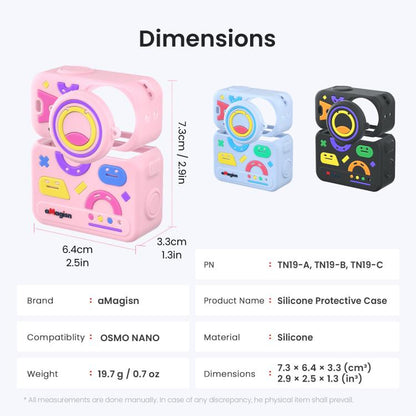 For DJI Osmo Nano aMagisn Fun Pattern Silicone Case 5-in-1 Full Body Protective Cover Skin with Lens Cap