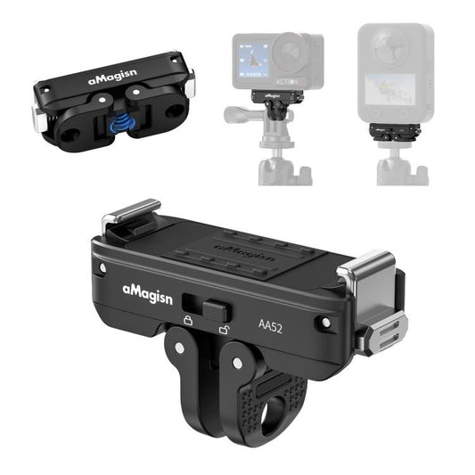 aMagisn Metal Magnetic Quick Release Mount 2.0 Lockable Adapter for DJI Osmo 360/ Action 5 Pro/4/3, For DJI Osmo 360/ Action 5 Pro/4/3