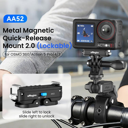 aMagisn Metal Magnetic Quick Release Mount 2.0 Lockable Adapter for DJI Osmo 360/ Action 5 Pro/4/3, For DJI Osmo 360/ Action 5 Pro/4/3