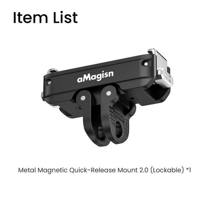 aMagisn Metal Magnetic Quick Release Mount 2.0 Lockable Adapter for DJI Osmo 360/ Action 5 Pro/4/3, For DJI Osmo 360/ Action 5 Pro/4/3
