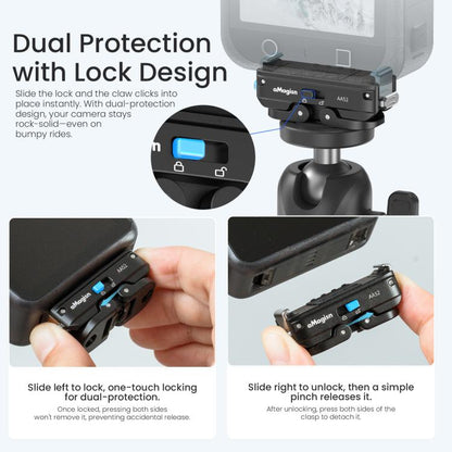 aMagisn Metal Magnetic Quick Release Mount 2.0 Lockable Adapter for DJI Osmo 360/ Action 5 Pro/4/3, For DJI Osmo 360/ Action 5 Pro/4/3