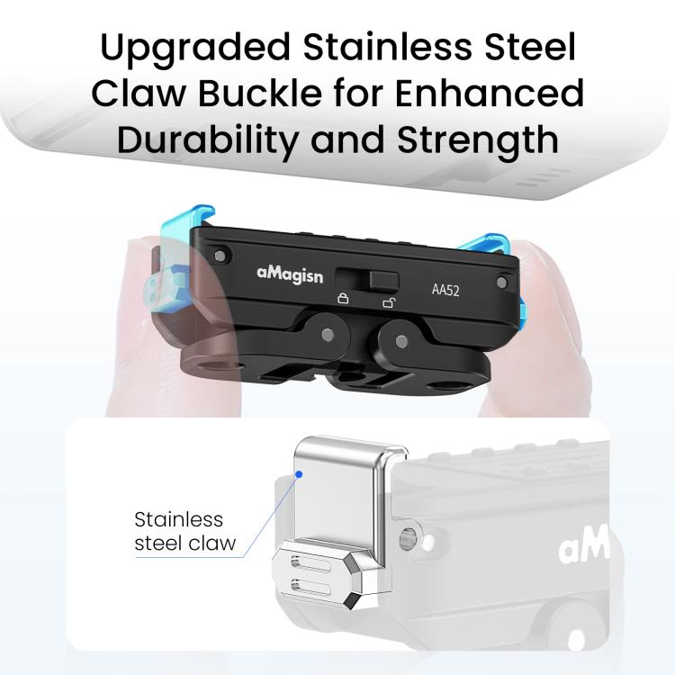 aMagisn Metal Magnetic Quick Release Mount 2.0 Lockable Adapter for DJI Osmo 360/ Action 5 Pro/4/3, For DJI Osmo 360/ Action 5 Pro/4/3