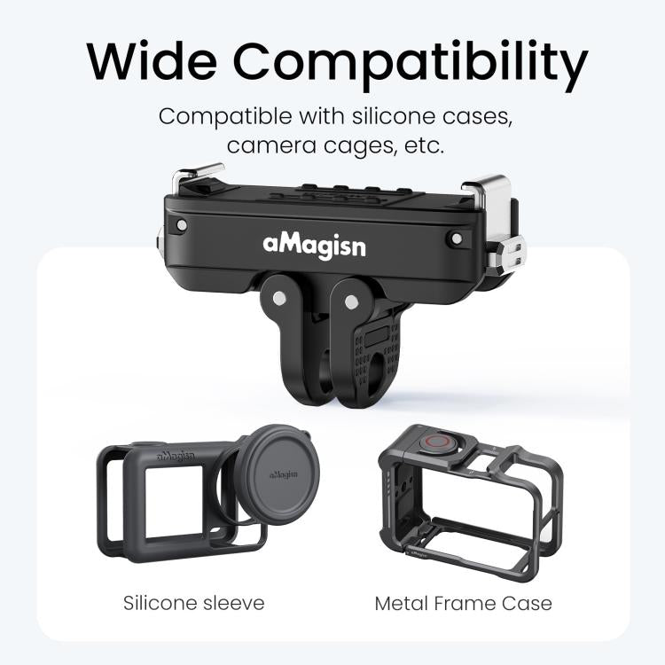 aMagisn Metal Magnetic Quick Release Mount 2.0 Lockable Adapter for DJI Osmo 360/ Action 5 Pro/4/3, For DJI Osmo 360/ Action 5 Pro/4/3