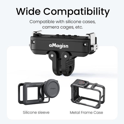 aMagisn Metal Magnetic Quick Release Mount 2.0 Lockable Adapter for DJI Osmo 360/ Action 5 Pro/4/3, For DJI Osmo 360/ Action 5 Pro/4/3