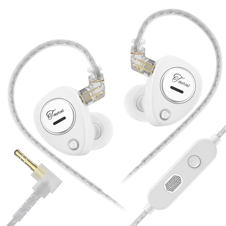 KZ Taurus 3.5mm Horizontal Dual Dynamic Driver Structure HiFi Quality 1.2m Wired Earphone, Transparent Standard, Transparent With Mic, Transparent Black, Transparent Black With Mic, White Standard, White With Mic