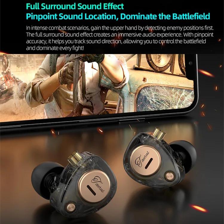 KZ Taurus 3.5mm Horizontal Dual Dynamic Driver Structure HiFi Quality 1.2m Wired Earphone, Transparent Standard, Transparent With Mic, Transparent Black, Transparent Black With Mic, White Standard, White With Mic