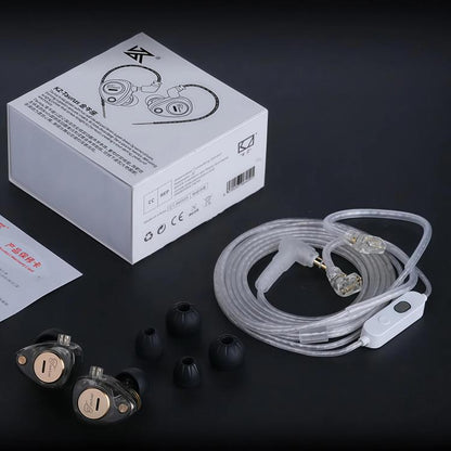 KZ Taurus 3.5mm Horizontal Dual Dynamic Driver Structure HiFi Quality 1.2m Wired Earphone, Transparent Standard, Transparent With Mic, Transparent Black, Transparent Black With Mic, White Standard, White With Mic