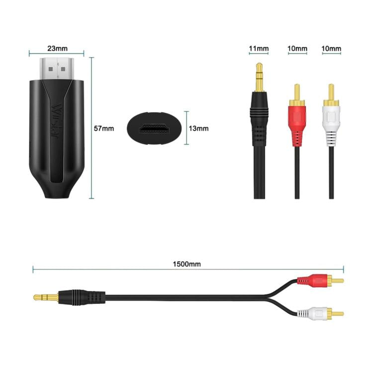 1m HDMI ARC To RCA Audio Cable Audio Extractor Adapter For Audio Systems & Speakers
