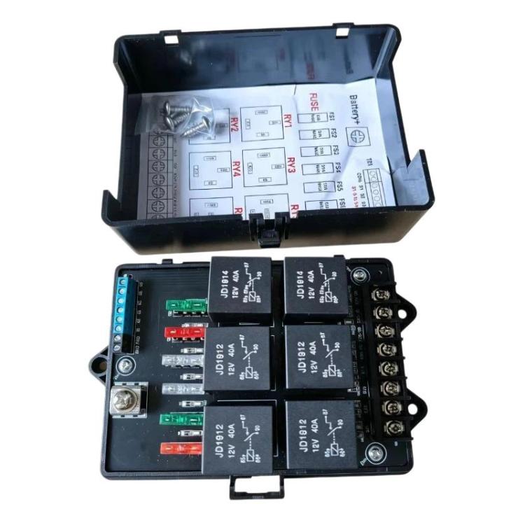 12V Universal Car Fuse Box 6-Way Relay Fuse Box With LED Indicator Light, 6-Way With LED Light