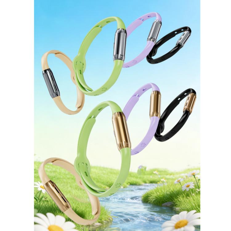 Bracelet anti-moustiques portable d'extérieur à huiles essentielles, or rose et vert, or rose et violet, or rose et beige, or rose et noir, gris acier et vert, gris acier et violet, gris acier et beige