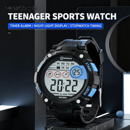 Montre numérique de sport MINGRUI pour enfants, étanche, lumineuse, de plein air, avec alarme, chronomètre et calendrier