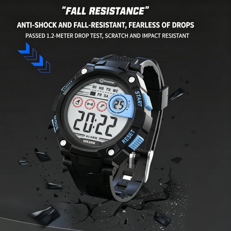 Montre numérique de sport MINGRUI pour enfants, étanche, lumineuse, de plein air, avec alarme, chronomètre et calendrier