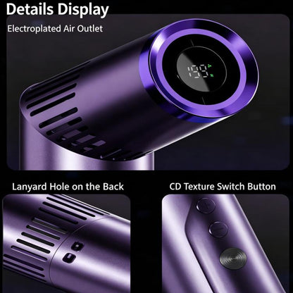 Mini-ventilateur portatif rotatif à 90 degrés avec 199 vitesses, batterie 3000 mAh, ventilateur de poche avec lumière LED et lanière pour voyage, extérieur, maquillage