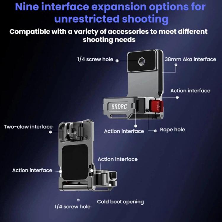Pour DJI Osmo Pocket 3 / 4 BRDRC Support d'extension de cadre d'adaptateur de base magnétique multifonctionnel, Pour DJI Osmo Pocket 3 / 4 Titanium