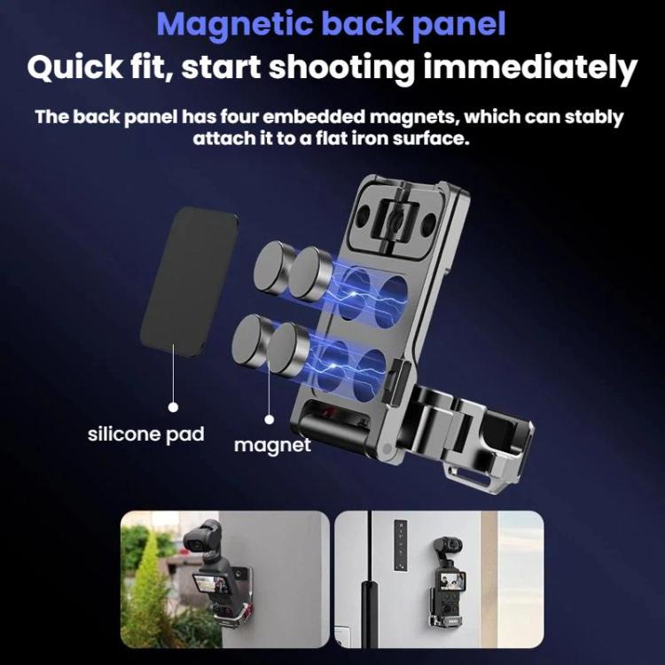 Pour DJI Osmo Pocket 3 / 4 BRDRC Support d'extension de cadre d'adaptateur de base magnétique multifonctionnel, Pour DJI Osmo Pocket 3 / 4 Titanium