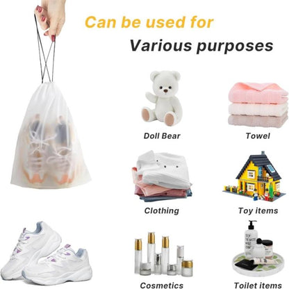 5pcs /Pack Shoe Bags for Travel Large Waterproof Drawstring Bags for Storage Clear Frosted Dustproof Travel Organizer Pouches, 30 x 40cm
