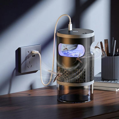 Lampe Anti-Moustiques Intelligente d'Intérieur, Automatique, Veilleuse, Rechargeable sur Secteur et Batterie, Choc par Aspiration