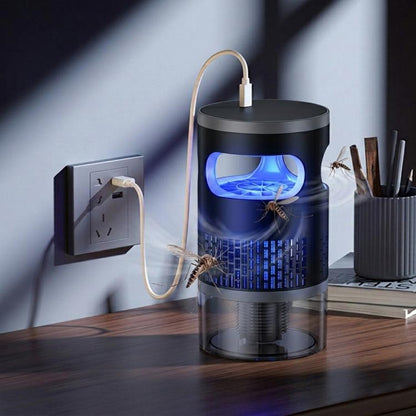 Lampe Anti-Moustiques Intelligente d'Intérieur, Automatique, Veilleuse, Rechargeable sur Secteur et Batterie, Choc par Aspiration