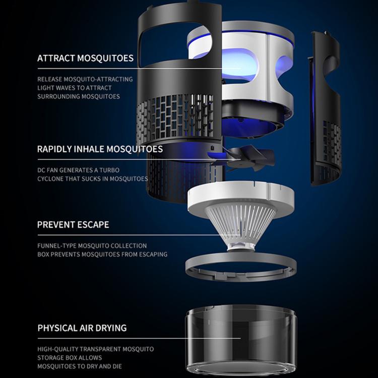 Lampe Anti-Moustiques Intelligente d'Intérieur, Automatique, Veilleuse, Rechargeable sur Secteur et Batterie, Choc par Aspiration