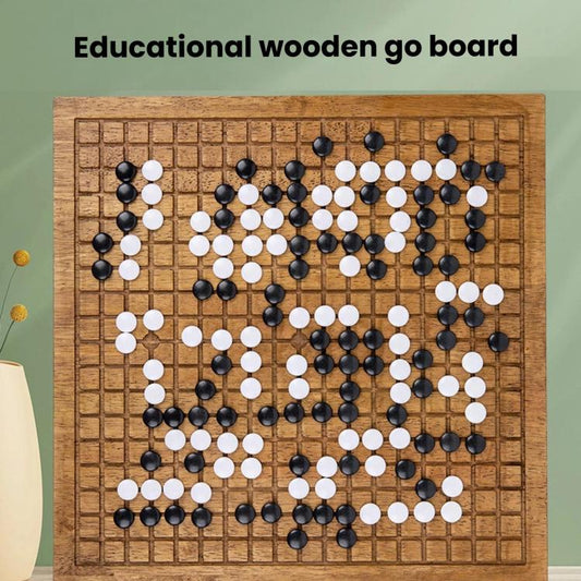 Go Board & Stones Set With Storage Jar, Gomoku Educational Puzzle Toy, MDF Red