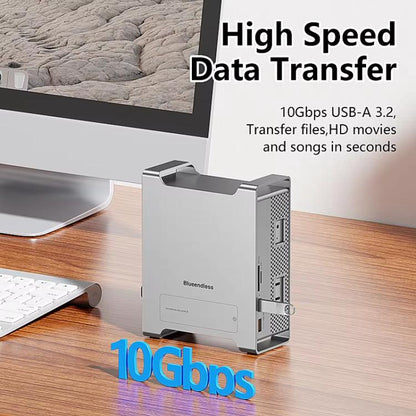 Blueendless MAC908 For Mac Mini M4 Stand & Hub With SSD Enclosure 2xUSB3.2+2xUSB2.0+SD/TF4.0+USB-C, MAC908