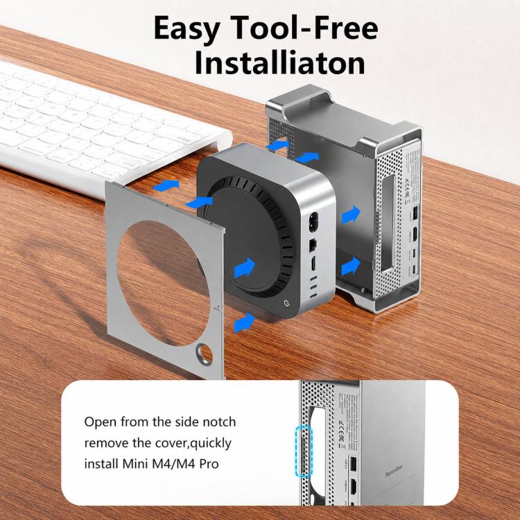 Blueendless MAC908 For Mac Mini M4 Stand & Hub With SSD Enclosure 2xUSB3.2+2xUSB2.0+SD/TF4.0+USB-C, MAC908