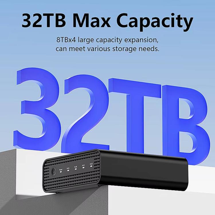 Blueendless USB4 NVMe M.2 SSD Enclosure, 40Gbps 4-Bay External Solid State Drive Case, Support Soft RAID 0/1/5, 32TB Capacity, US Plug, EU Plug, UK Plug, AU Plug