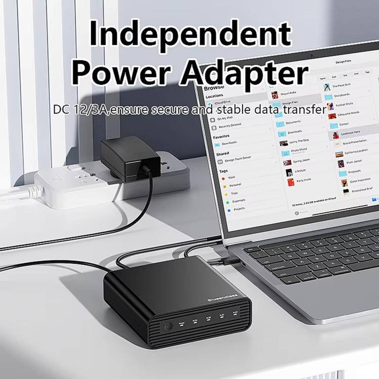 Blueendless USB4 NVMe M.2 SSD Enclosure, 40Gbps 4-Bay External Solid State Drive Case, Support Soft RAID 0/1/5, 32TB Capacity, US Plug, EU Plug, UK Plug, AU Plug