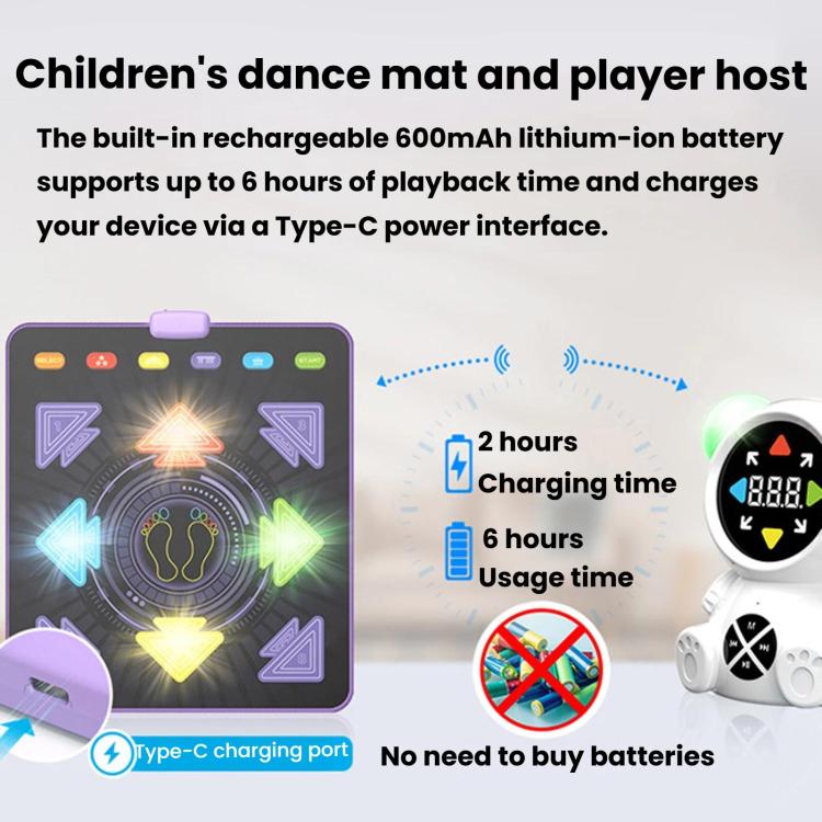 Maison Sports Enfants Tapis de danse lumineux, Machine de danse musicale sans fil de fitness