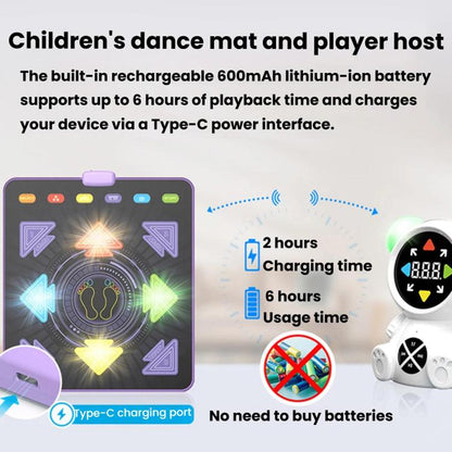 Maison Sports Enfants Tapis de danse lumineux, Machine de danse musicale sans fil de fitness
