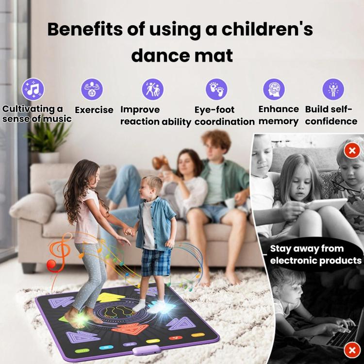 Maison Sports Enfants Tapis de danse lumineux, Machine de danse musicale sans fil de fitness