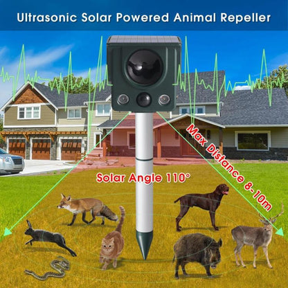 Infrared Sensor LED Strobe Ultrasonic Solar-Powered Animal Repellent