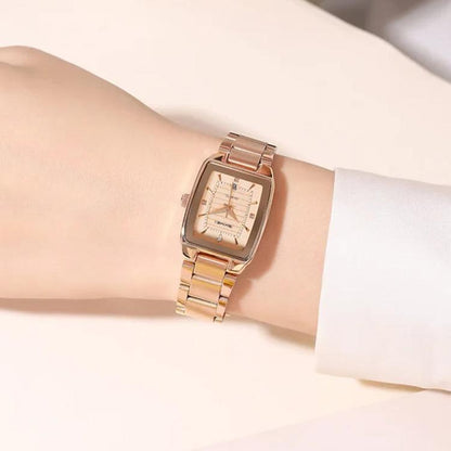 SKMEI 2578 Damen Business-Armbanduhr aus Edelstahl Vintage Quadratisch 30m wasserdicht Quarzuhr