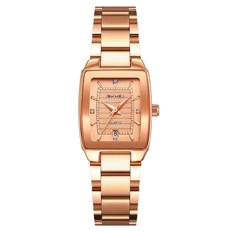 SKMEI 2578 Damen Business-Armbanduhr aus Edelstahl Vintage Quadratisch 30m wasserdicht Quarzuhr