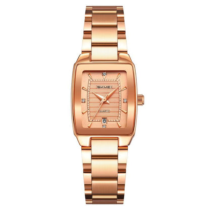 SKMEI 2578 Damen Business-Armbanduhr aus Edelstahl Vintage Quadratisch 30m wasserdicht Quarzuhr