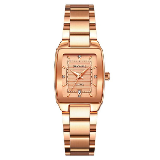 SKMEI 2578 Women Stainless Steel Business Watch Vintage Square 30m Life Water-Resistant Quartz Watch