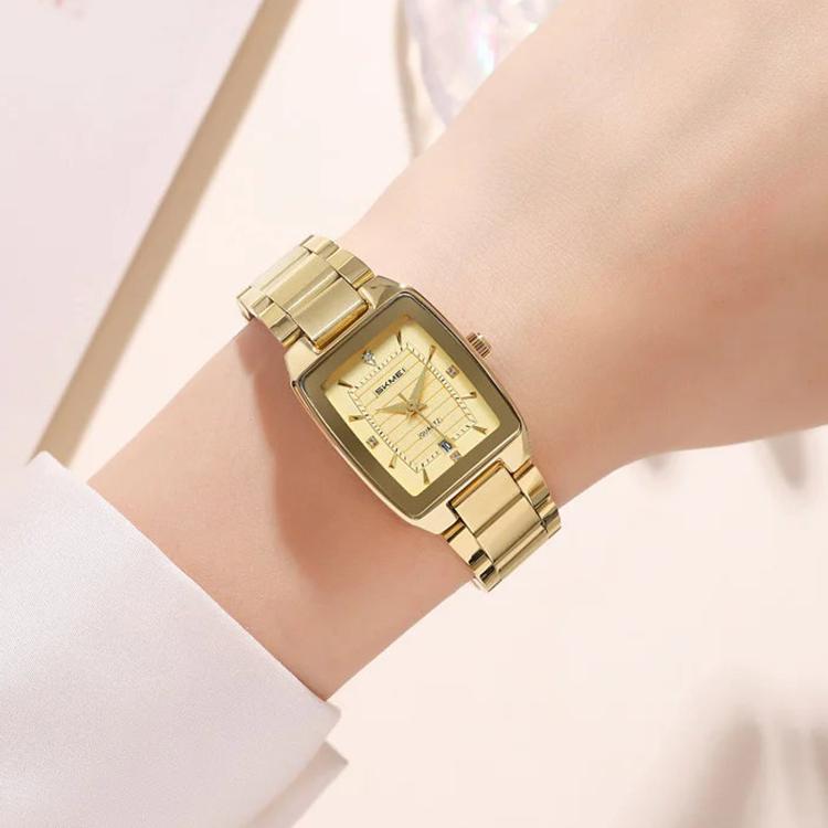 SKMEI 2578 Damen Business-Armbanduhr aus Edelstahl Vintage Quadratisch 30m wasserdicht Quarzuhr