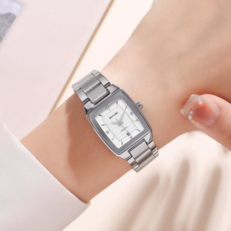 SKMEI 2578 Damen Business-Armbanduhr aus Edelstahl Vintage Quadratisch 30m wasserdicht Quarzuhr
