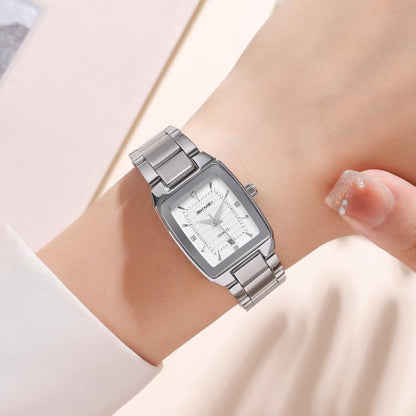 SKMEI 2578 Damen Business-Armbanduhr aus Edelstahl Vintage Quadratisch 30m wasserdicht Quarzuhr
