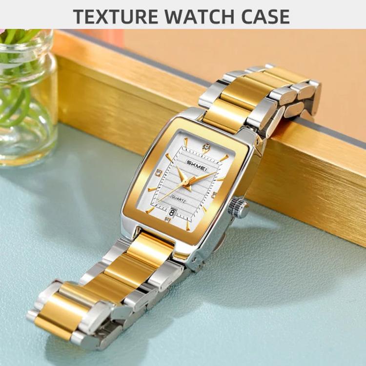 SKMEI 2578 Damen Business-Armbanduhr aus Edelstahl Vintage Quadratisch 30m wasserdicht Quarzuhr