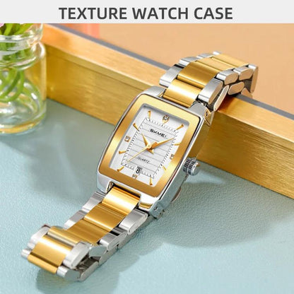 SKMEI 2578 Damen Business-Armbanduhr aus Edelstahl Vintage Quadratisch 30m wasserdicht Quarzuhr
