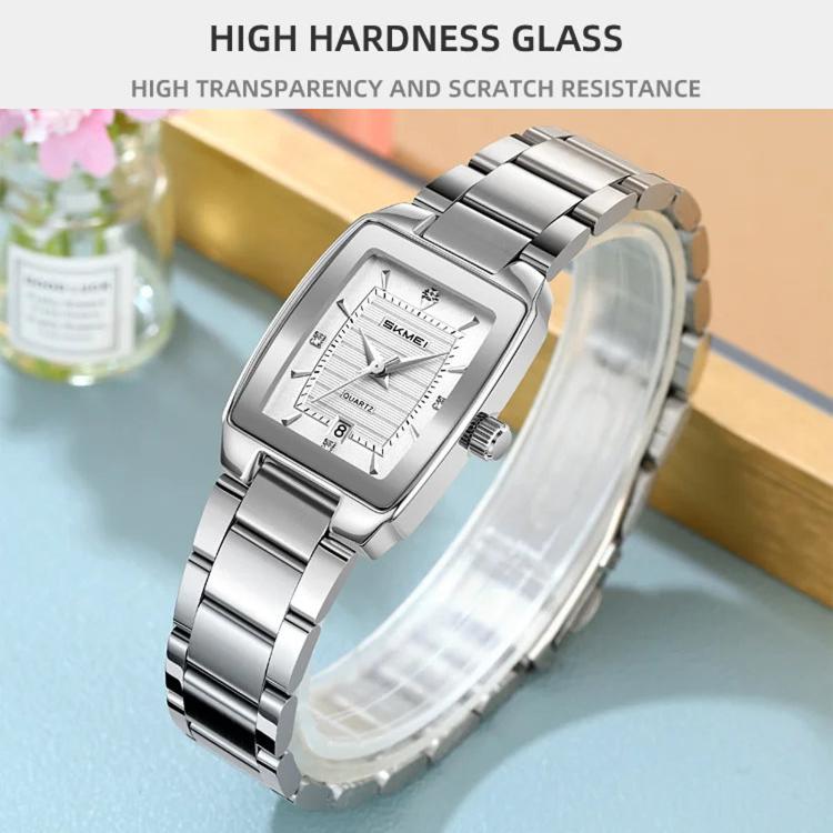 SKMEI 2578 Damen Business-Armbanduhr aus Edelstahl Vintage Quadratisch 30m wasserdicht Quarzuhr