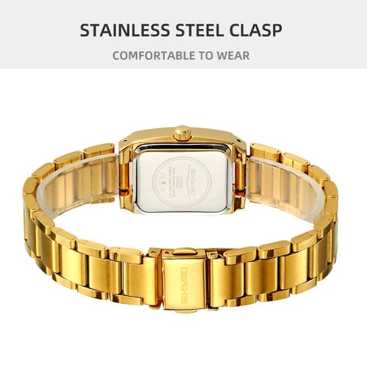 SKMEI 2578 Damen Business-Armbanduhr aus Edelstahl Vintage Quadratisch 30m wasserdicht Quarzuhr