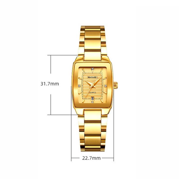 SKMEI 2578 Damen Business-Armbanduhr aus Edelstahl Vintage Quadratisch 30m wasserdicht Quarzuhr